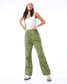 Shop Women's Green All Over Printed Oversized Parachute Pants