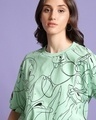 Shop Women's Green All Over Printed Oversized Plus Size T-shirt