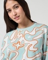Shop Women's Green All Over Printed Oversized Sweatshirt