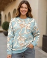 Shop Women's Green All Over Printed Oversized Sweatshirt-Front