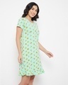 Shop Women's Green All Over Printed Short Night Dress-Design