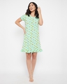 Shop Women's Green All Over Printed Short Night Dress