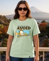Shop Women's Green Avoiding Responsibilities Graphic Printed Boyfriend T-shirt-Front