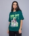 Shop Women's Green Bad Guy Graphic Printed Oversized T-shirt-Front