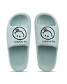 Shop Women's Green Be Happy Printed Sliders-Front