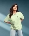 Shop Women's Green Be Stupid Odie Graphic Printed Oversized T-shirt-Front