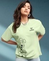 Shop Women's Green Be Stupid Odie Graphic Printed Oversized T-shirt-Front