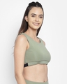 Shop Women's Green & Black Active Color Block Comfort Fit Crop Top-Full