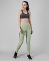 Shop Women's Green & Black Color Block Skinny Fit Tights-Full