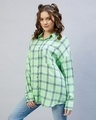 Shop Women's Green & Blue Checked Oversized Shirt-Design