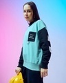 Shop Women's Green & Blue Original Gangster Typography Oversized Sweatshirt-Full