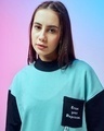 Shop Women's Green & Blue Original Gangster Typography Oversized Sweatshirt