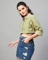 Shop Women's Green Boxy Fit Crop Shirt-Front