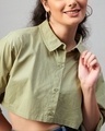 Shop Women's Green Boxy Fit Crop Shirt