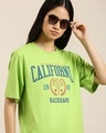 Shop Women's Green California Typography Oversized T-shirt-Full