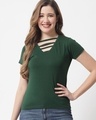 Shop Women's Green Casual T-shirt-Front