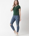 Shop Women's Green Casual T-shirt-Full