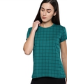 Shop Women's Green Checked T-shirt-Front