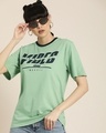 Shop Women's Green Chill Vibes Typography Oversized T-shirt-Front