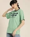 Shop Women's Green Chill Vibes Typography Oversized T-shirt-Design