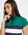 Shop Women's Green Color Block High Neck Slim Fit Dress