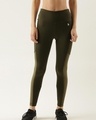 Shop Women's Green Color Block Skinny Fit Tights-Front