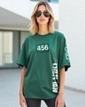 Shop Women's Green Contestants Graphic Printed Oversized T-shirt-Front