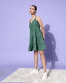 Shop Women's Green Cotton Dress-Front