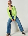 Shop Women's Green Cropped Oversized Hoodies-Full