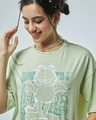 Shop Women's Green Do I Care Garfield Graphic Printed Oversized Short Top