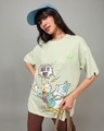 Shop Women's Green Donald Duck Graphic Printed Oversized T-shirt-Front