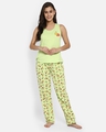 Shop Women's Green Donuts & Fruits Printed Nightsuit-Front