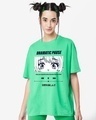 Shop Women's Green Dramatic Pause Graphic Printed Oversized T-shirt-Front