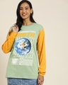 Shop Women's Green Earth Color Block Oversized Cotton T-shirt-Front