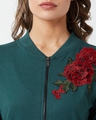 Shop Women's Green Embroidered Cotton Jersey Jacket-Full