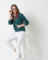 Shop Women's Green Embroidered Cotton Jersey Jacket
