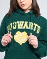 Shop Women's Green Hogwarts Embroidered Oversized Hoodies
