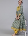 Shop Women's Green Ethnic Motif Printed Kurta-Front