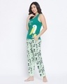 Shop Women's Green Flamingo & Leaves Printed Nightsuit-Front