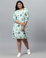 Shop Women's Green Floral Design Stylish Casual Dress-Front