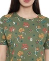 Shop Women's Green Floral Print Half Sleeve Top