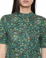 Shop Women's Green Floral Print Half Sleeve Top