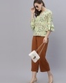 Shop Women's Green Floral Printed Top-Front