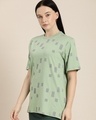 Shop Women's Green Graphic Oversized T-shirt-Front