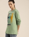 Shop Women's Green Graphic Print Oversized T-shirt-Front