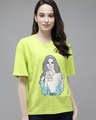Shop Women's Green Graphic Printed Loose Fit T-shirt-Front