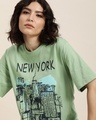 Shop Women's Green Graphic Printed Oversized T-shirt-Front