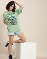 Shop Women's Green Graphic Printed Oversized T-shirt-Full