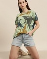Shop Women's Green Graphic Printed Relaxed Fit T-shirt-Full