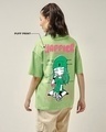 Shop Women's Green Happier Graphic Printed Oversized T-shirt-Full